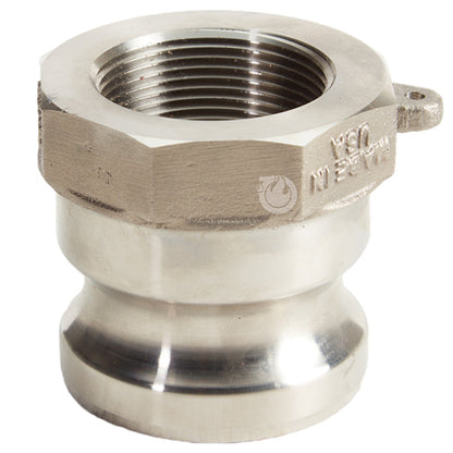 Stainless Steel 2" Male Camlock x 1 1/2" Female NPT (USA)