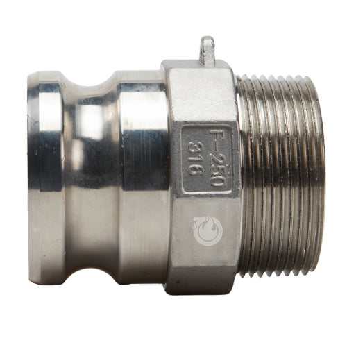 Stainless Steel 2 1/2" Camlock Male x 2 1/2" NPT Male (USA)