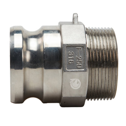 Stainless Steel 2 1/2" Camlock Male x 2 1/2" NPT Male (USA)