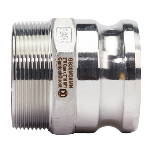 Stainless Steel 3" Camlock Male x 3" NPT Male