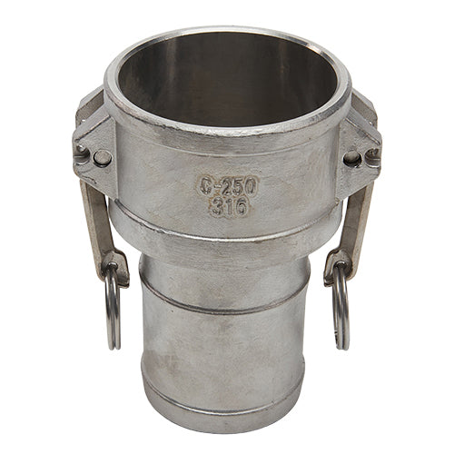 Stainless Steel 2 1/2" Female Camlock to Hose Shank
