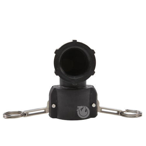 Plastic 1 1/2" Female Camlock x 1 1/2" Female NPT 90 Degree Elbow