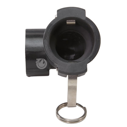 Plastic 1 1/2" Female Camlock x 1 1/2" Female NPT 90 Degree Elbow