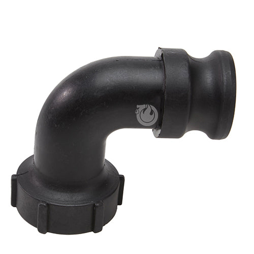 Plastic 1 1/ 2" Male Camlock x 1 1/2" Female NPT 90 Degree Elbow
