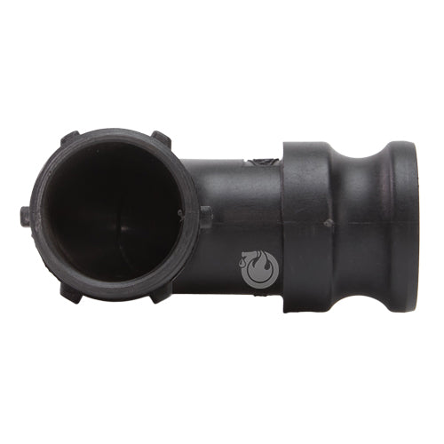 Plastic 1 1/2" Male Camlock x 1 1/2" Male NPT 90 Degree Elbow