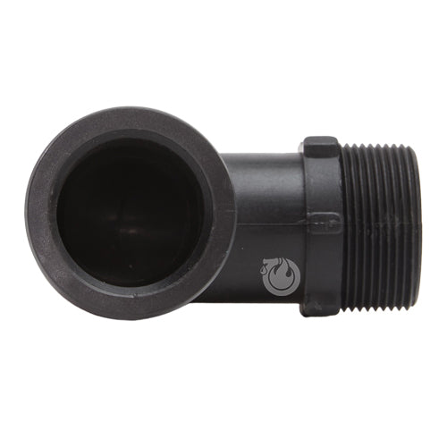 Plastic 1 1/2" Male Camlock x 1 1/2" Male NPT 90 Degree Elbow