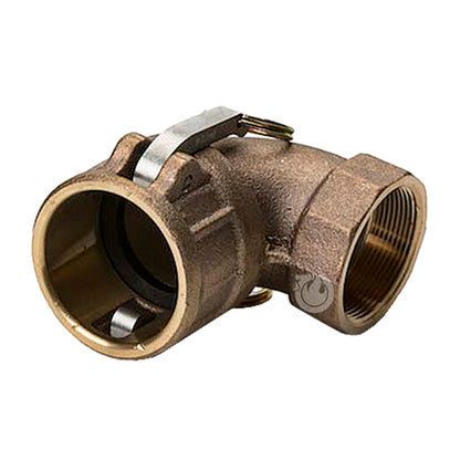 Brass 1 1/2" Female Camlock x 1 1/2" Female NPT 90 Degree Elbow (USA)