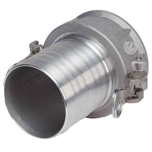 Aluminum Locking 6" Female Camlock Fitting x 6" Hose Shank (USA)