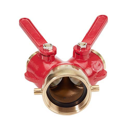 Brass Red 2 1/2" NH Inlet x (2) 1 1/2" NH Outlet