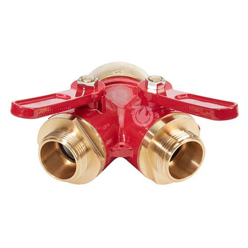 Brass Red 2 1/2" NH Inlet x (2) 1 1/2" NH Outlet