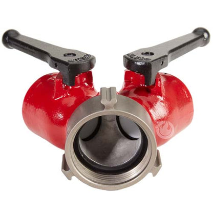 Forestry Aluminum 2 1/2" NH Inlet X (2) 1 1/2" NH Outlet Wye Valve