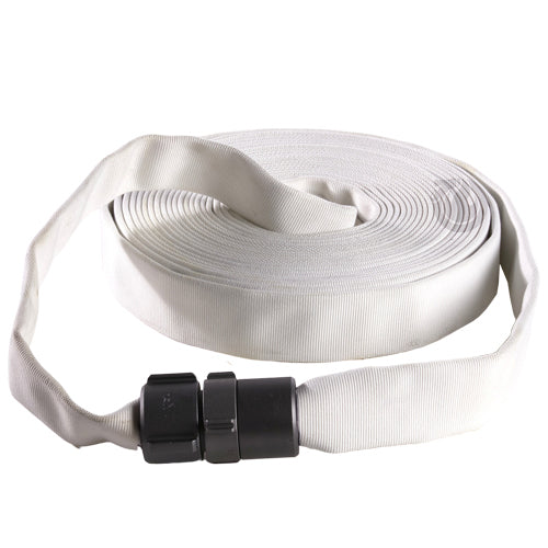 White 1" x 100' Single Jacket Hose (Alum NPSH Couplings)