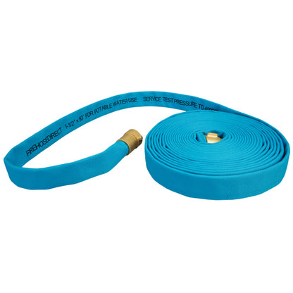 Blue 1 1/2" x 50' Potable Water Hose (Brass NH Couplings) - Imported