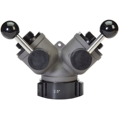 Aluminum 2 1/2" NH Inlet X (2) 1 1/2" NPSH Outlet