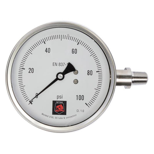 Riptide Glycerin Filled Calibrated Right Hand Gauge with Certificate