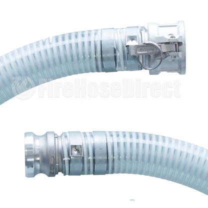 White - Clear 4" x 20' Camlock Suction Hose