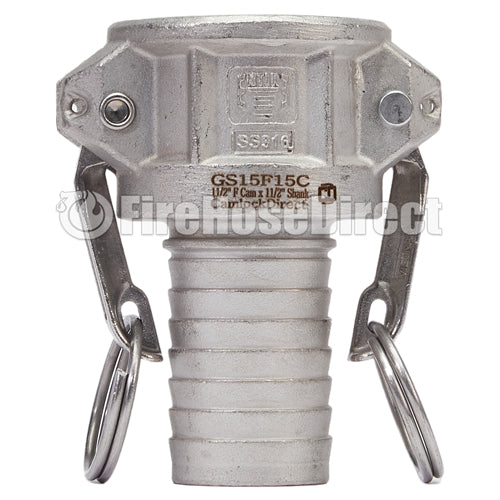 Stainless Steel 1 1/2" Female Camlock to Hose Shank