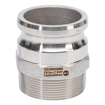 Stainless Steel 3" Camlock Male x 3" NPT Male