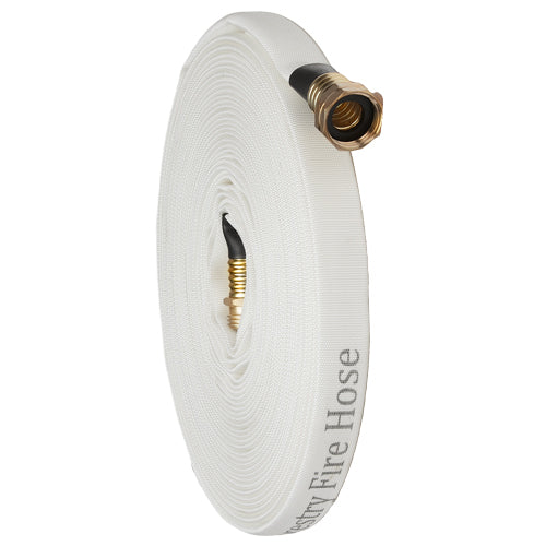 White 5/8" x 50' Forestry Hose (Brass Garden Hose Couplings) - Import