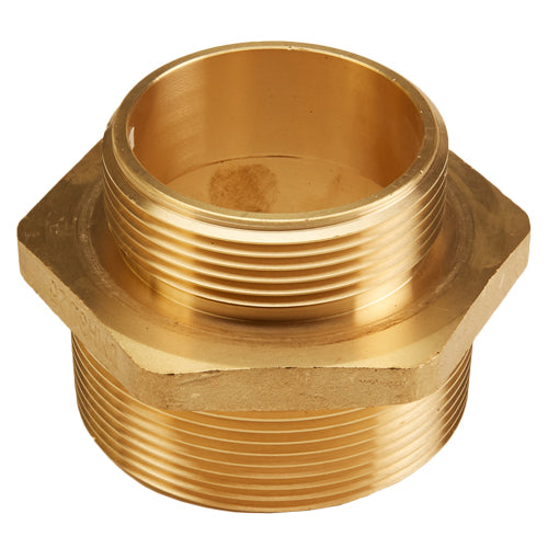 Brass 3" NPT to 2 1/2" NPSH Double Male (Hex)