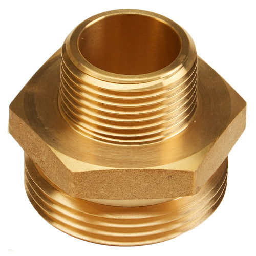 Brass 1 1/2" NH to 1" NPT Double Male (Hex)