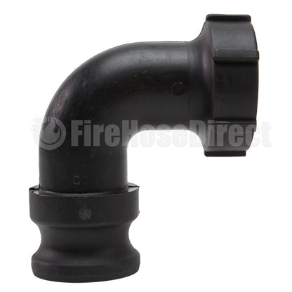 Plastic 1 1/ 2" Male Camlock x 1 1/2" Female NPT 90 Degree Elbow