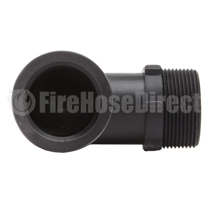 Plastic 1 1/2" Male Camlock x 1 1/2" Male NPT 90 Degree Elbow