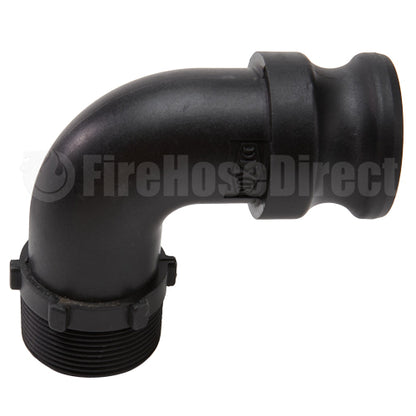 Plastic 1 1/2" Male Camlock x 1 1/2" Male NPT 90 Degree Elbow