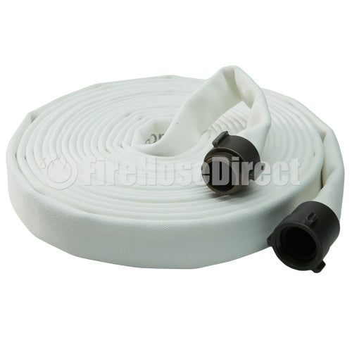 White 1 1/2" x 50' Double Jacket Mill Hose (Alum NH Couplings)