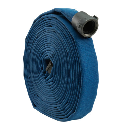 Blue 1 1/2" x 50' Double Jacket Mill Hose (Alum NH Couplings)