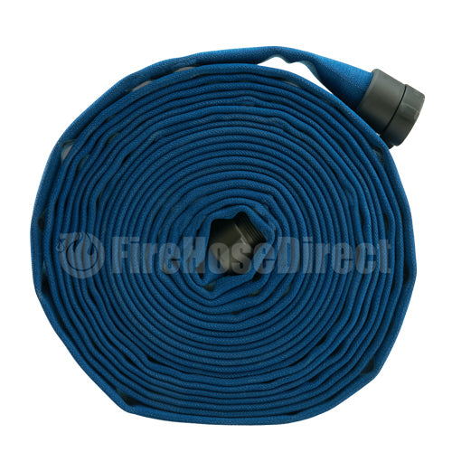 Blue 1 1/2" x 50' Double Jacket Mill Hose (Alum NH Couplings)