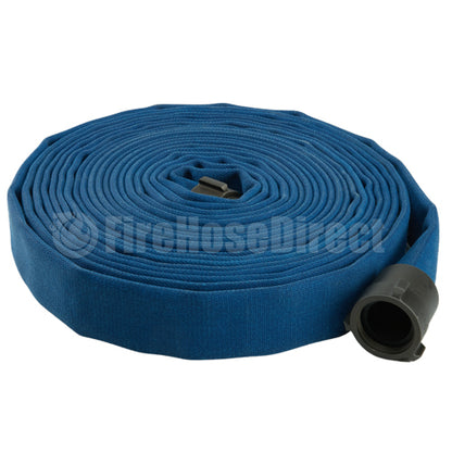 Blue 1 1/2" x 50' Double Jacket Mill Hose (Alum NH Couplings)