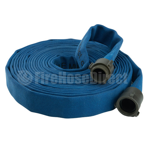 Blue 1 1/2" x 50' Double Jacket Mill Hose (Alum NH Couplings)