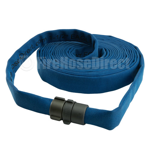 Blue 1 1/2" x 50' Double Jacket Mill Hose (Alum NH Couplings)