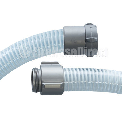 White - Clear 1 1/2" x 10' Thread / Thread Suction Hose (NH / NST)