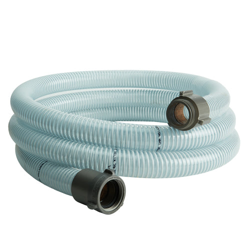 White - Clear 1 1/2" x 10' Thread / Thread Suction Hose (NH / NST)