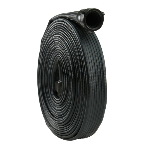 Black 1 1/2" x 50' Rubber Industrial Hose (Alum NH Couplings)