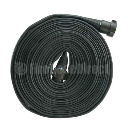 Black 1 1/2" x 50' Rubber Industrial Hose (Alum NH Couplings)