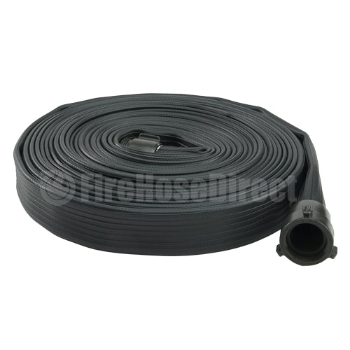 Black 1 1/2" x 50' Rubber Industrial Hose (Alum NH Couplings)