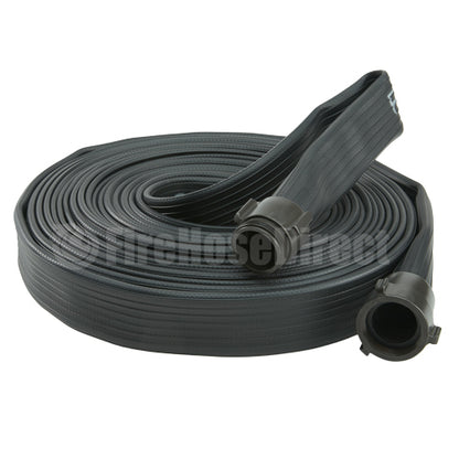 Black 1 1/2" x 50' Rubber Industrial Hose (Alum NH Couplings)