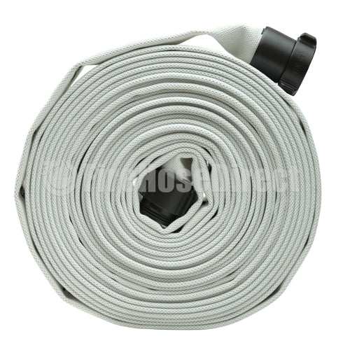 White 1 1/2" x 50' Single Jacket Mill Hose (Alum NH Couplings)