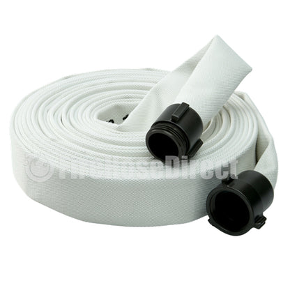 White 1 1/2" x 50' Single Jacket Mill Hose (Alum NH Couplings)