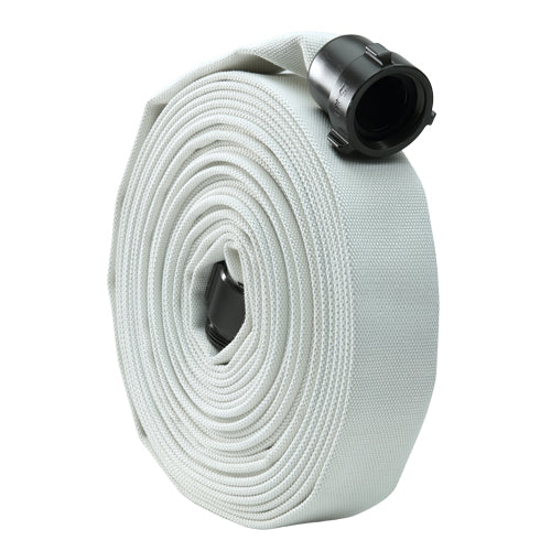 White 1 1/2" x 50' Single Jacket Mill Hose (Alum NPSH Couplings)