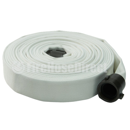 White 1 1/2" x 50' Single Jacket Mill Hose (Alum NPSH Couplings)