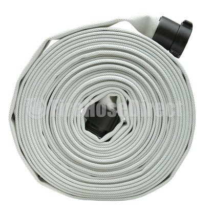 White 1 1/2" x 100' Single Jacket Mill Hose (Alum NH Couplings)