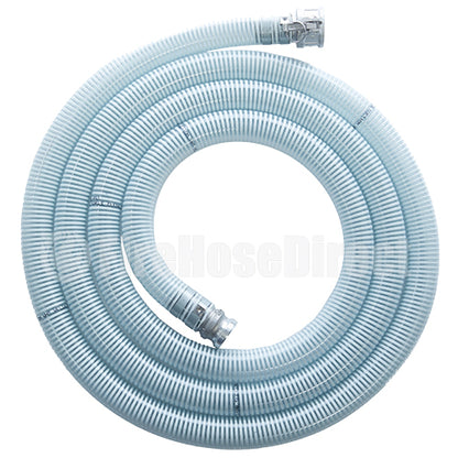 White - Clear 2" x 20' Camlock Suction Hose