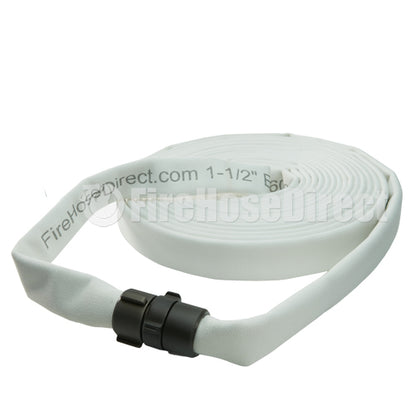 White 1 1/2" x 50' Double Jacket Mill Hose (Alum NH Couplings)