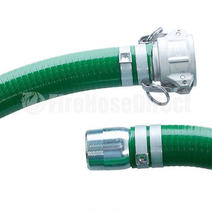 Green 2" x 20' Camlock / Threaded Suction Hose