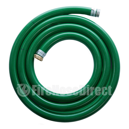 Green 2" x 20' Thread / Thread Suction Hose