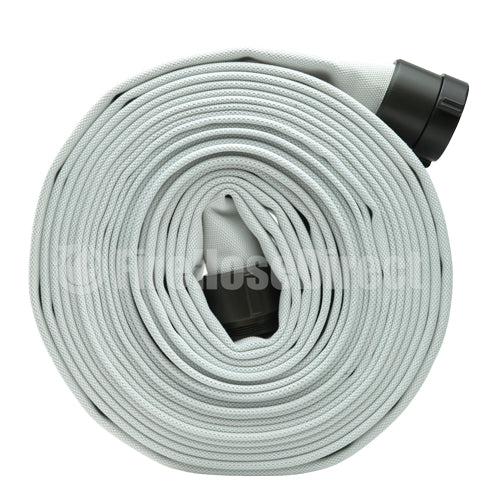 White 2" x 50' Single Jacket Mill Hose (Alum NPSH Couplings)